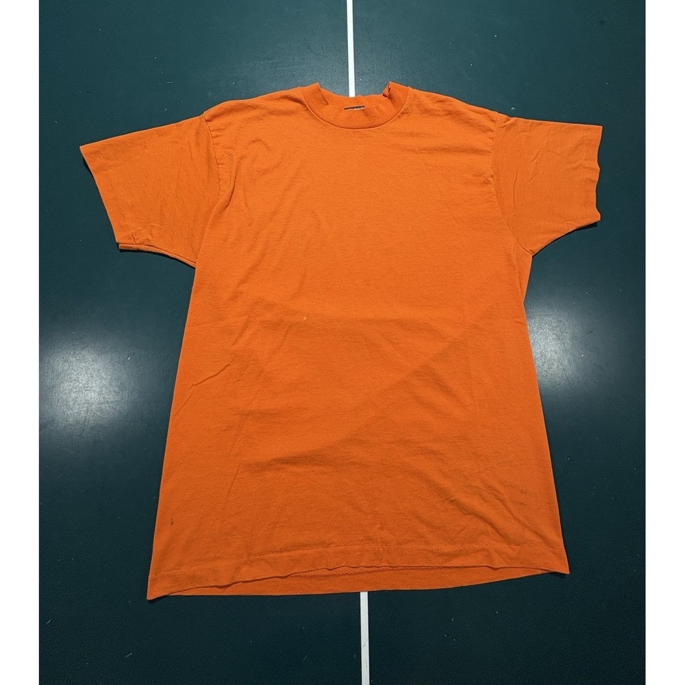 Vintage Fruit Of The Loom Blank Orange T-Shirt Large Single Stitch USA 80s 90s
